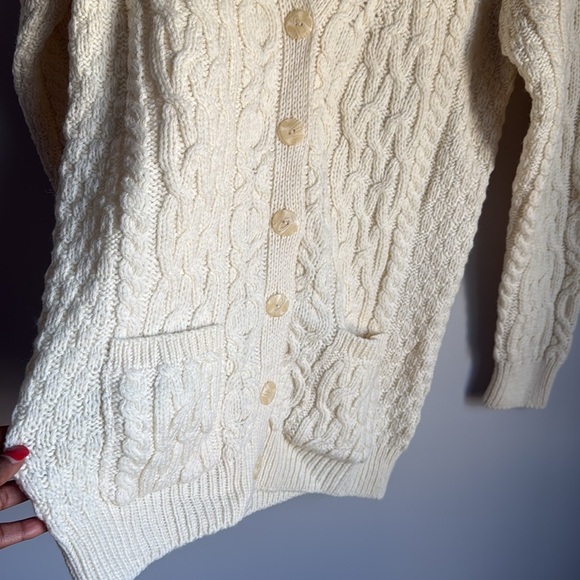 NEW Aran Crafts merino wool cable knit cardigan Size Medium - Picture 5 of 10